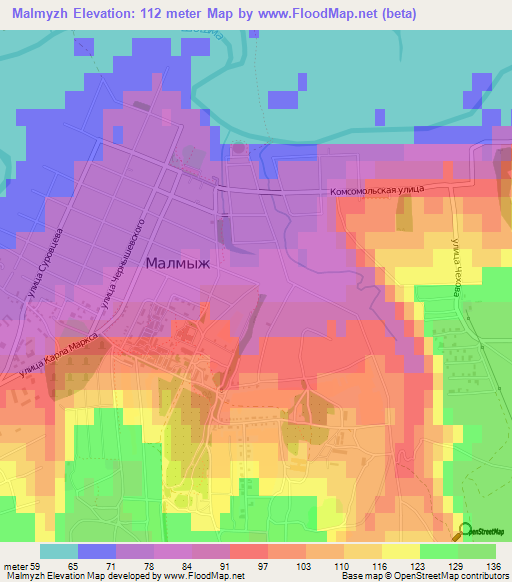 Malmyzh,Russia Elevation Map