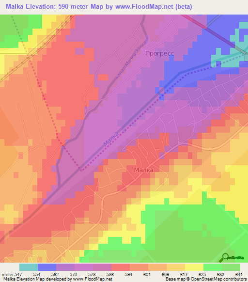 Malka,Russia Elevation Map