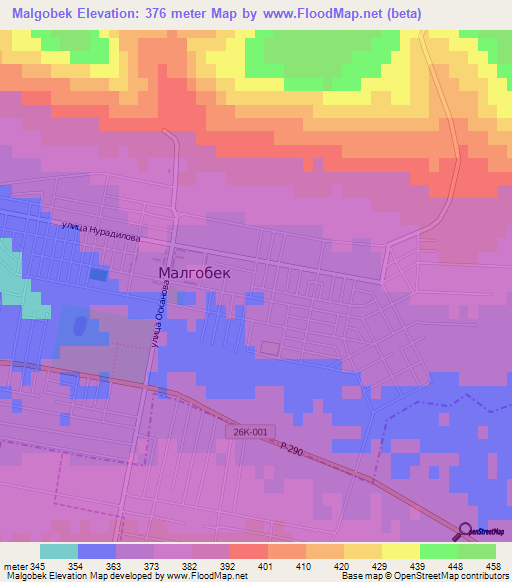 Malgobek,Russia Elevation Map