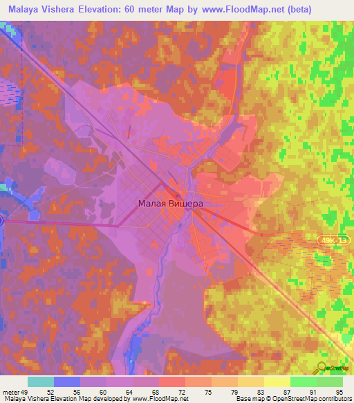 Malaya Vishera,Russia Elevation Map