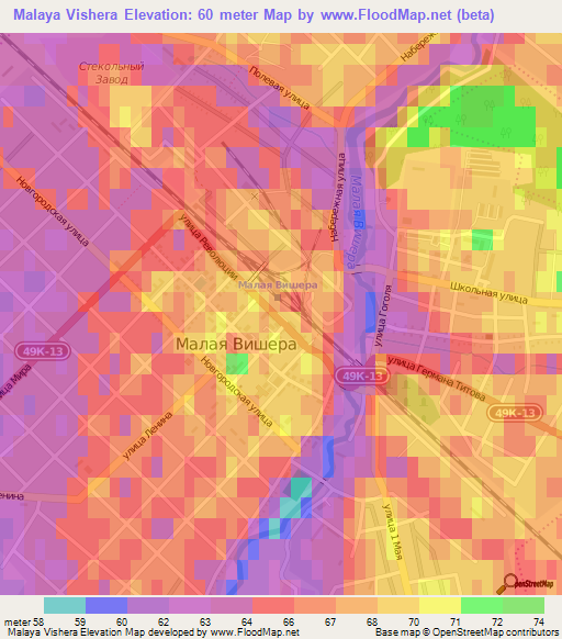 Malaya Vishera,Russia Elevation Map