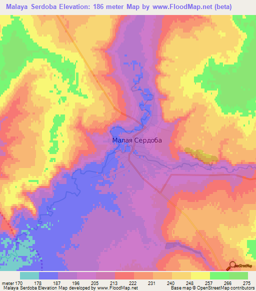 Malaya Serdoba,Russia Elevation Map