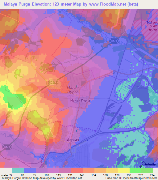 Malaya Purga,Russia Elevation Map