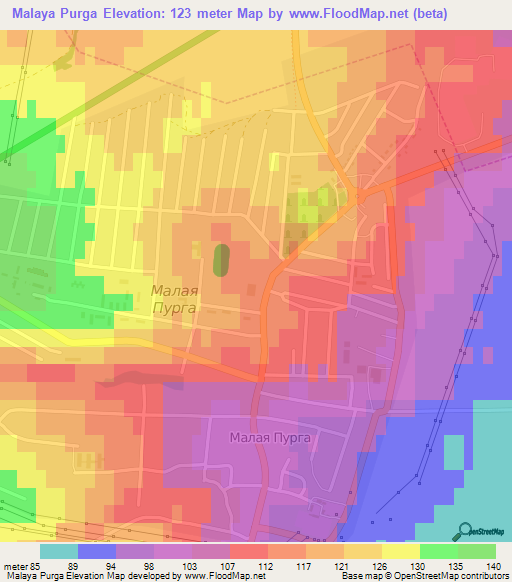 Malaya Purga,Russia Elevation Map