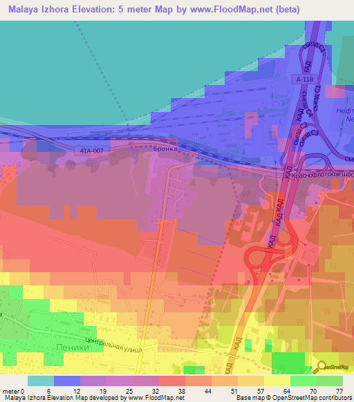 Malaya Izhora,Russia Elevation Map