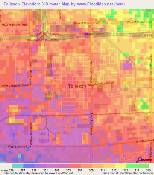 Tolleson,US Elevation Map