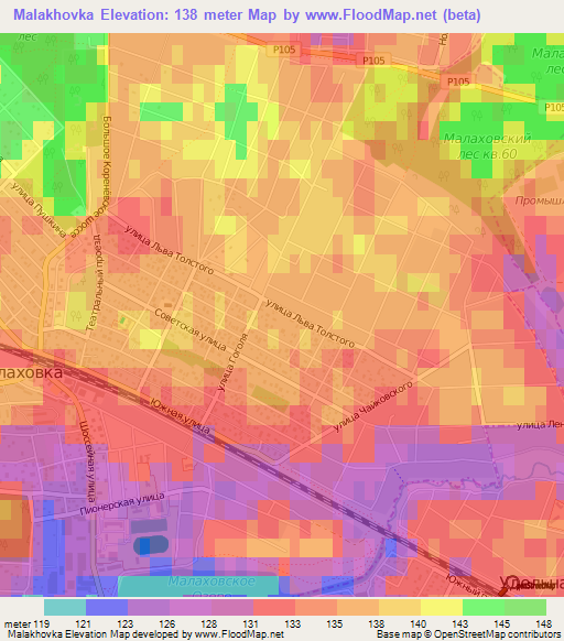 Malakhovka,Russia Elevation Map