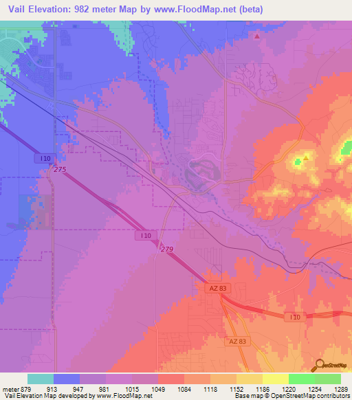 Vail,US Elevation Map