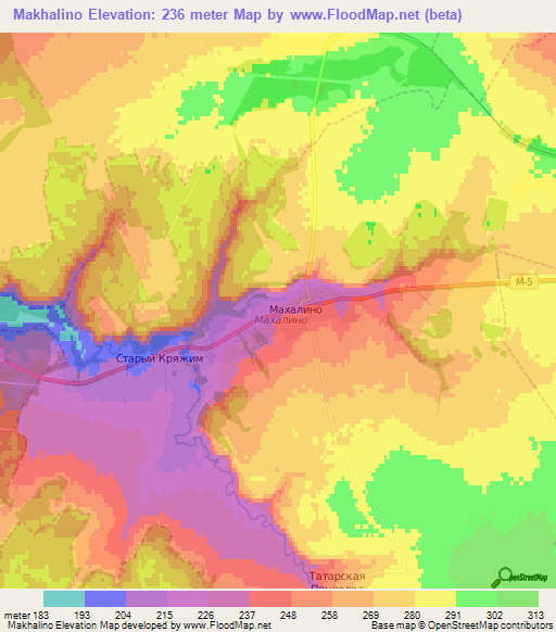 Makhalino,Russia Elevation Map