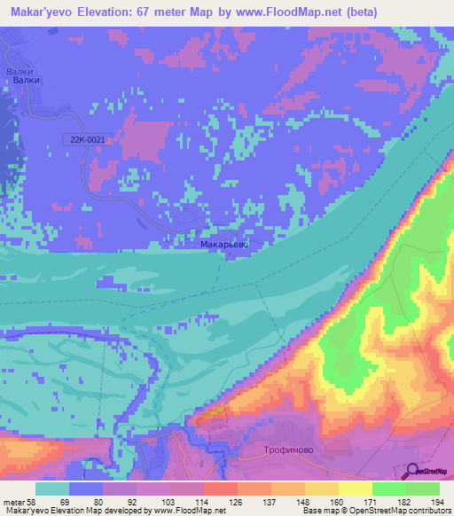 Makar'yevo,Russia Elevation Map