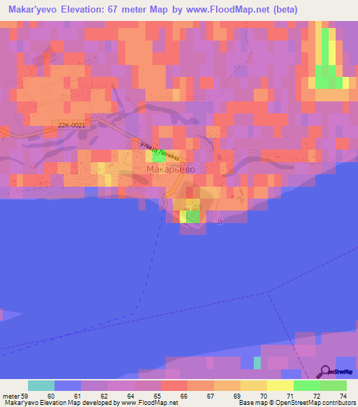 Makar'yevo,Russia Elevation Map