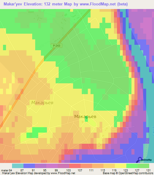 Makar'yev,Russia Elevation Map