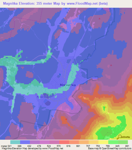 Magnitka,Russia Elevation Map