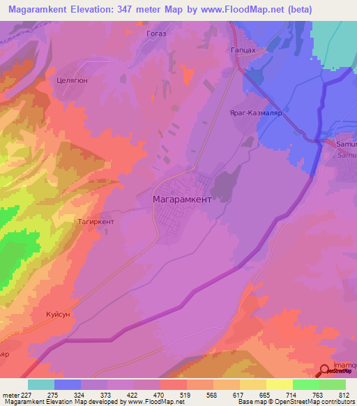 Magaramkent,Russia Elevation Map