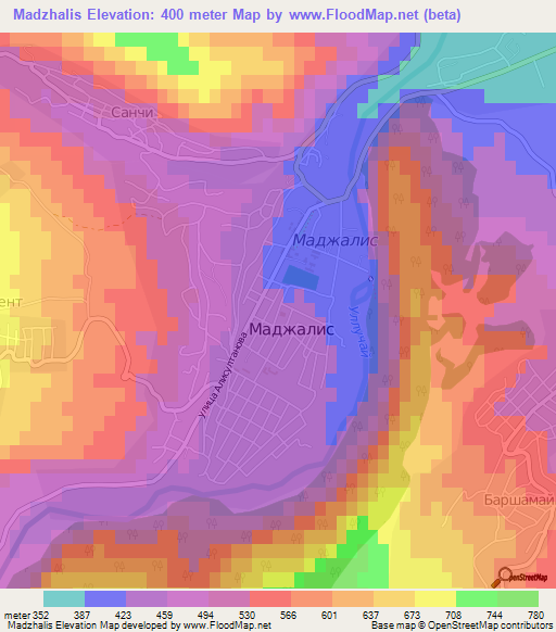 Madzhalis,Russia Elevation Map