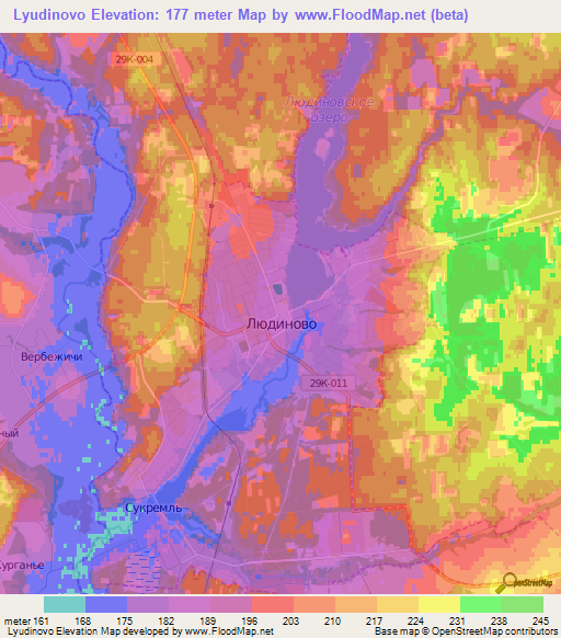 Lyudinovo,Russia Elevation Map