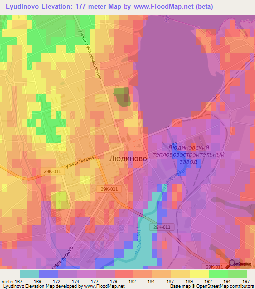 Lyudinovo,Russia Elevation Map