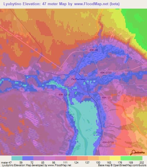 Lyubytino,Russia Elevation Map