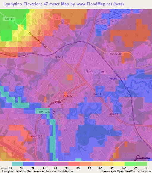 Lyubytino,Russia Elevation Map