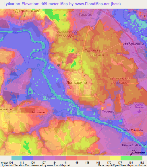 Lytkarino,Russia Elevation Map