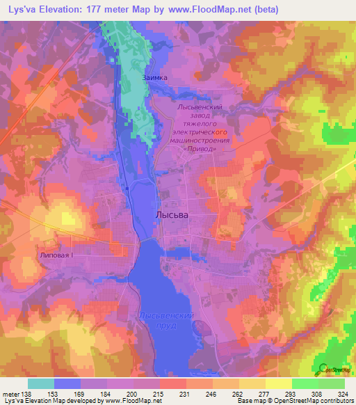 Lys'va,Russia Elevation Map