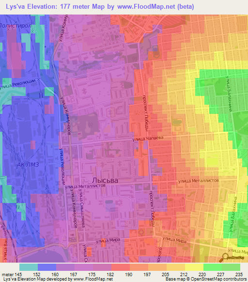 Lys'va,Russia Elevation Map