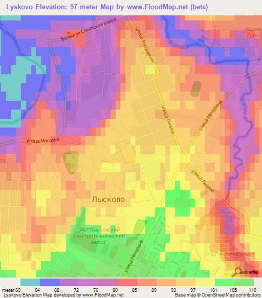 Lyskovo,Russia Elevation Map