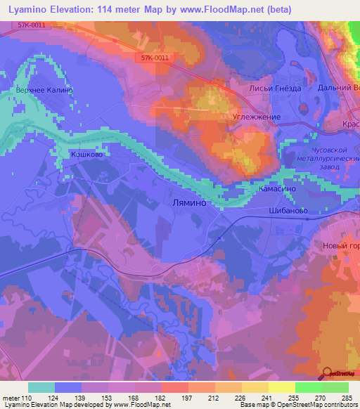 Lyamino,Russia Elevation Map