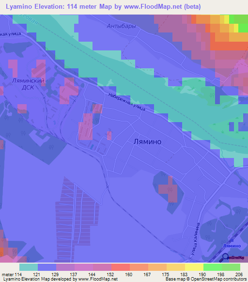 Lyamino,Russia Elevation Map