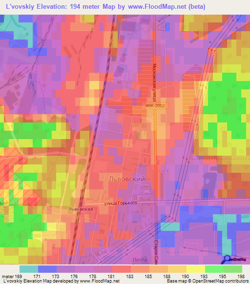 L'vovskiy,Russia Elevation Map