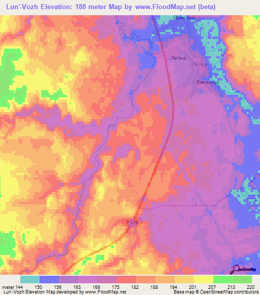 Lun'-Vozh,Russia Elevation Map