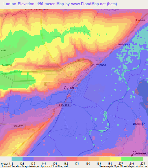 Lunino,Russia Elevation Map