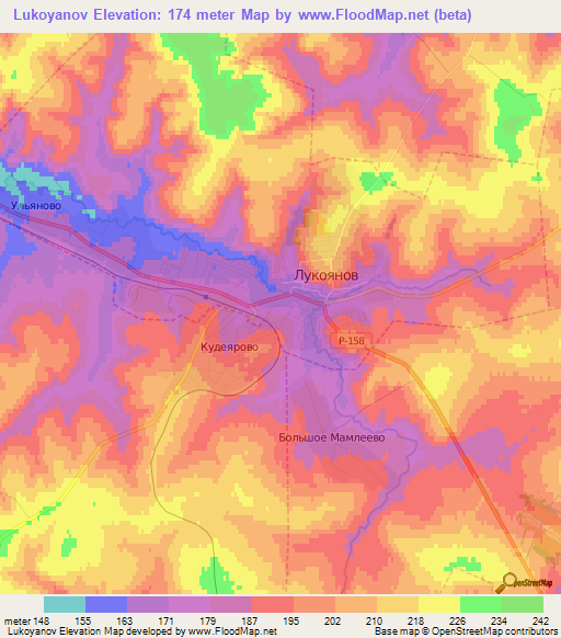 Lukoyanov,Russia Elevation Map