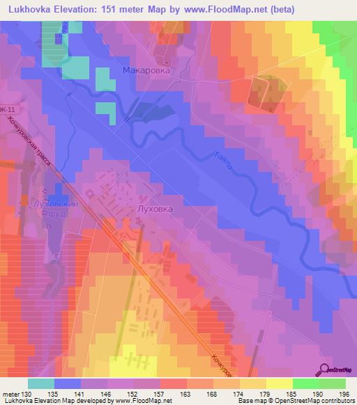 Lukhovka,Russia Elevation Map