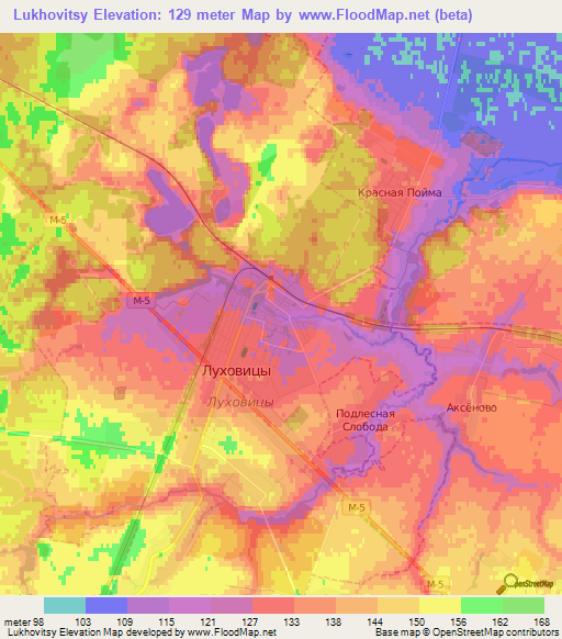 Lukhovitsy,Russia Elevation Map