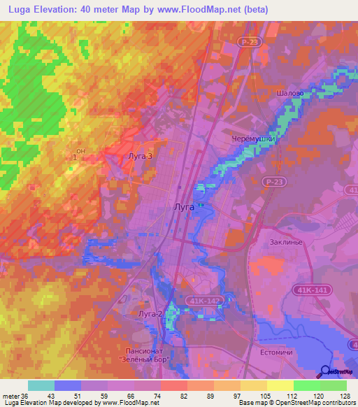 Luga,Russia Elevation Map