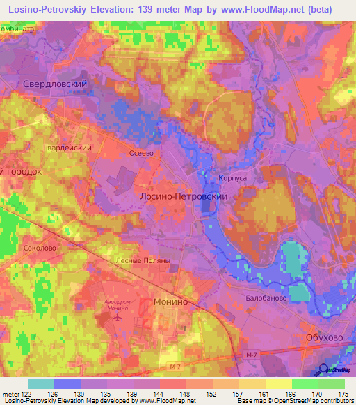 Losino-Petrovskiy,Russia Elevation Map