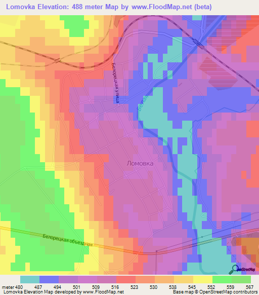 Lomovka,Russia Elevation Map