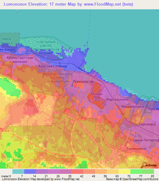 Lomonosov,Russia Elevation Map