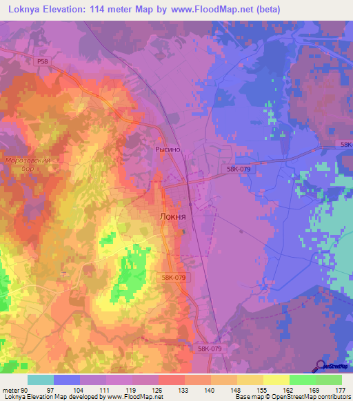 Loknya,Russia Elevation Map