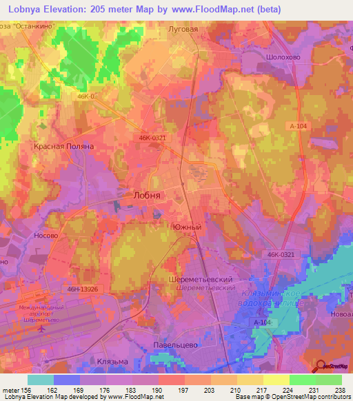Lobnya,Russia Elevation Map