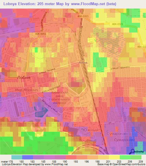 Lobnya,Russia Elevation Map