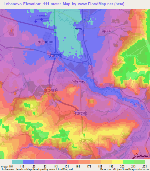 Lobanovo,Russia Elevation Map