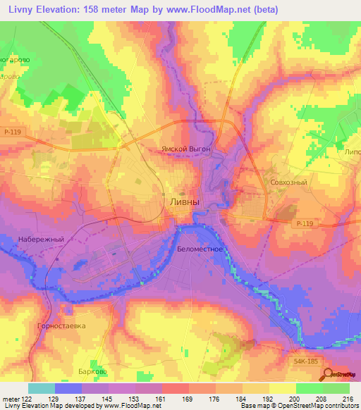 Livny,Russia Elevation Map