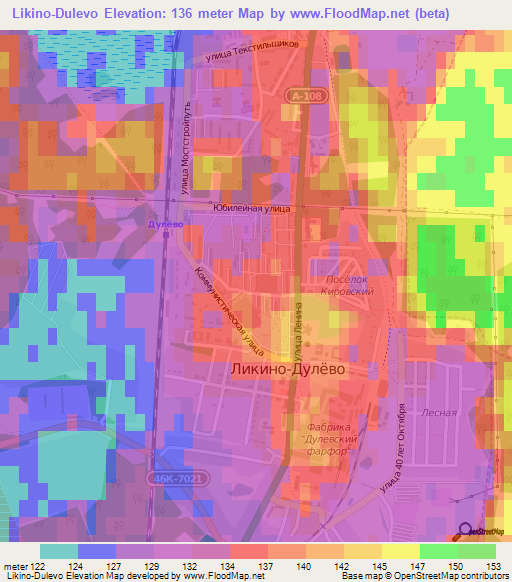 Likino-Dulevo,Russia Elevation Map
