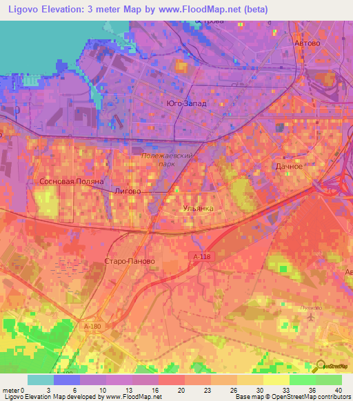 Ligovo,Russia Elevation Map