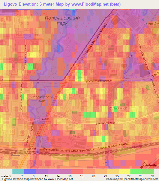 Ligovo,Russia Elevation Map