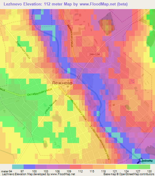 Lezhnevo,Russia Elevation Map