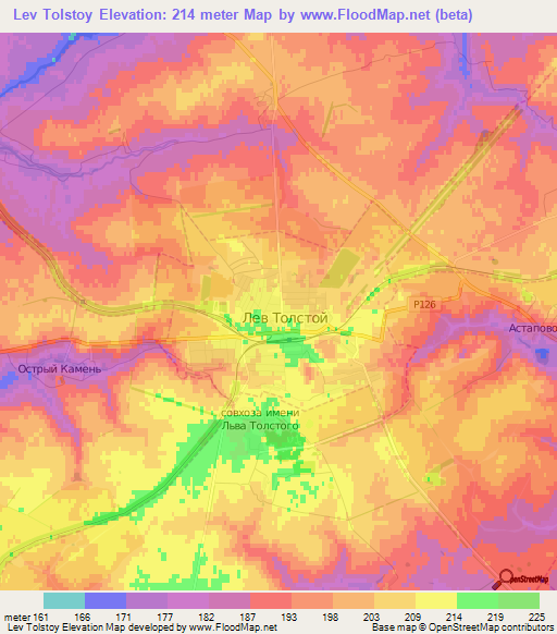 Lev Tolstoy,Russia Elevation Map