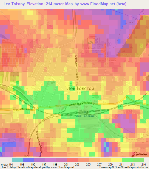 Lev Tolstoy,Russia Elevation Map